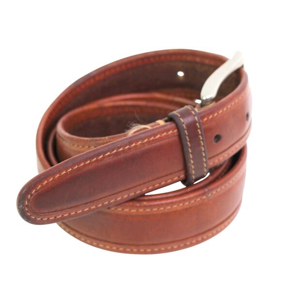HandCrafted USA BROWN GENUINE LEATHER 1.25"Wd CASUAL DRESS MEN'S BELT 34/85 (t18 - Picture 5 of 14